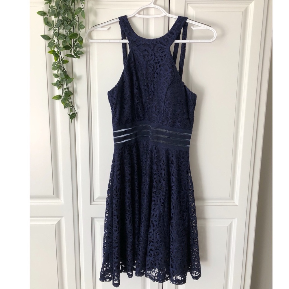 Lovely deep blue lace dress